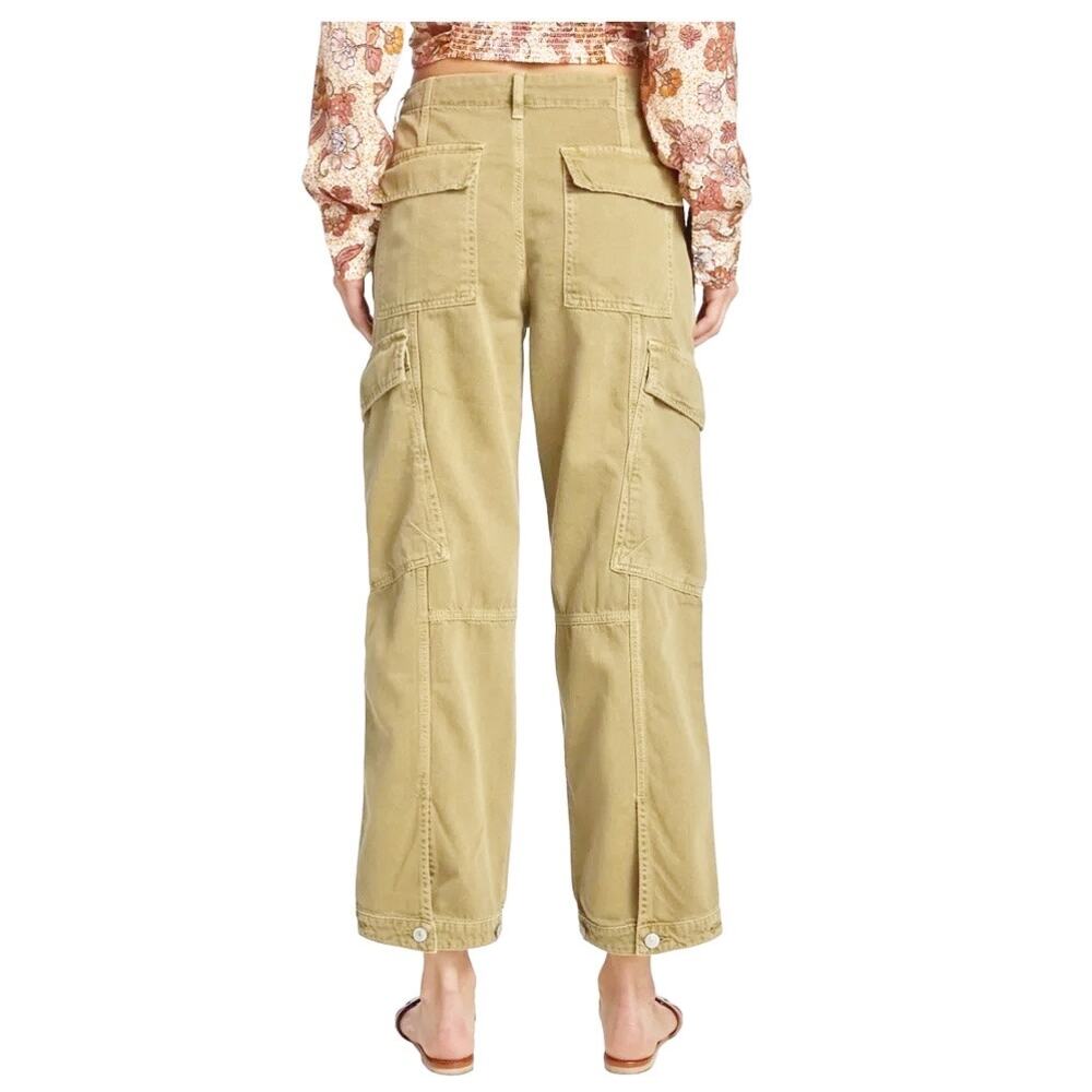 FREE PEOPLE First Light Utility Cotton Cargo Button-Cuff Pants Boa Green Size 6 - Picture 2 of 10